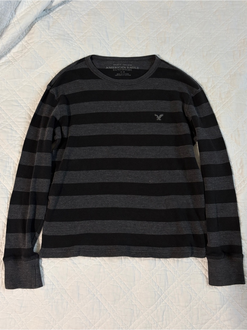 American Eagle Outfitters Men’s Black & Dark Gray Striped Long Sleeve